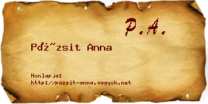 Pázsit Anna névjegykártya